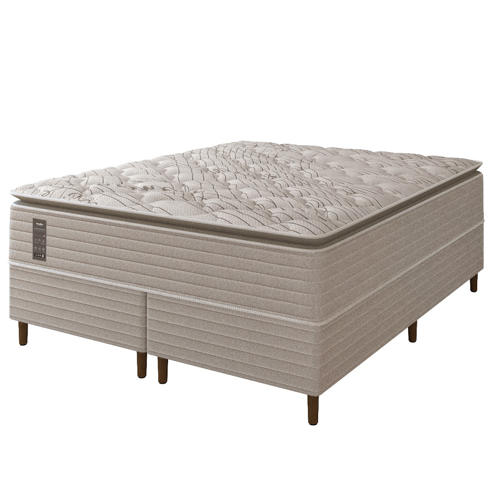 Conjunto Box King de Molas Ensacadas Bronx com Base 193x203x75 cm Umaflex