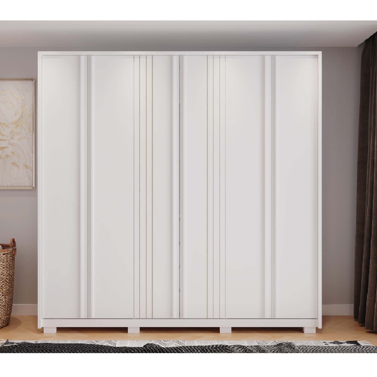Guarda-Roupa Casal 6 Portas 4 Gavetas Branco Fosco Caemmun Mozart