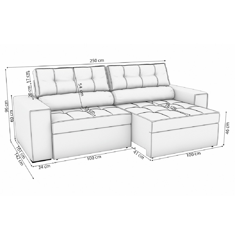 Sof&aacute; Desmont&aacute;vel e Articulado em 6 Posi&ccedil;&otilde;es 2 Lugares 250 cm Tit&acirc;nio Kappeberg Lanus, , large image number 2