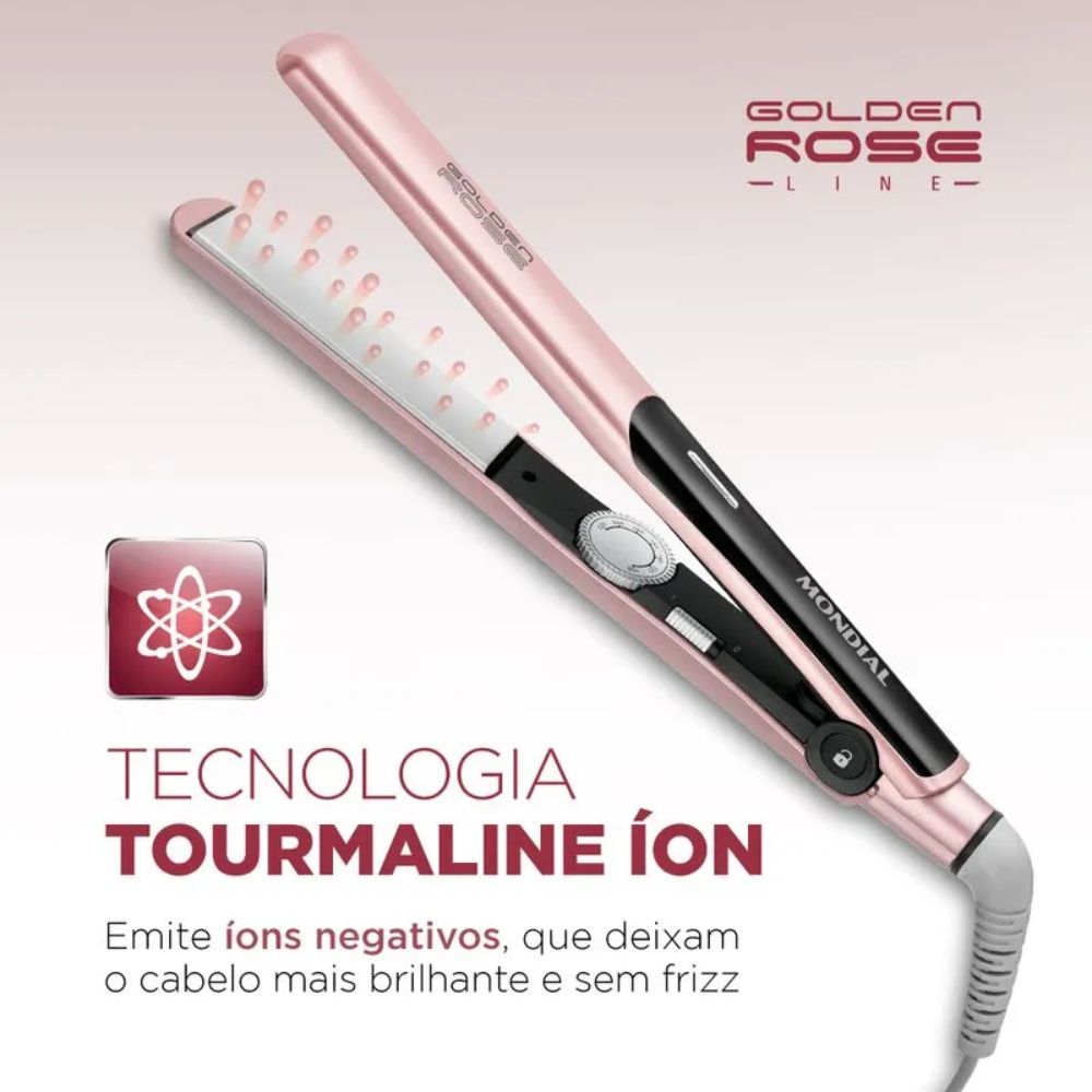 Prancha de Cabelo Mondial Alisadora Golden Rose P-20 Bivolt, , large image number 1
