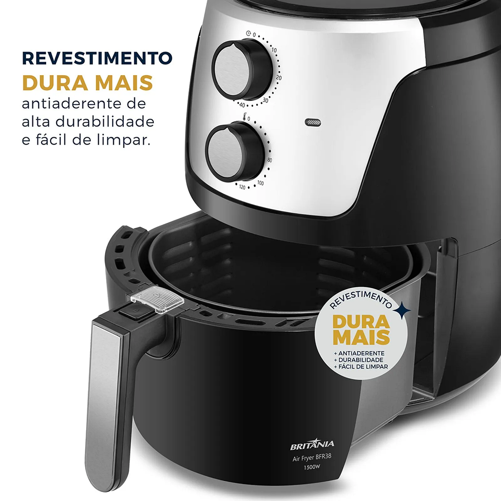 Fritadeira Elétrica Air Fryer Britânia Sem Óleo 4,2 Litros Preta 1500W 220V BFR38, , large image number 3