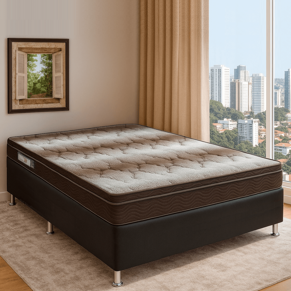 Cama Box Casal com Base Preta e Colchao Ortobom Light Ortopdico 2.4 188x138x65 cm, , large image number 1