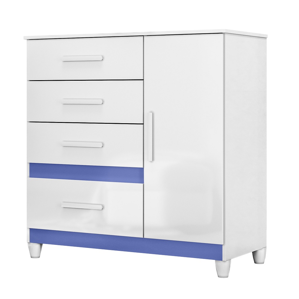 C&ocirc;moda Moval V&ecirc;nus 1 Portas 1 Prateleira e 4 Gavetas Branco/Rosa/Azul/Lilas, , large image number 1