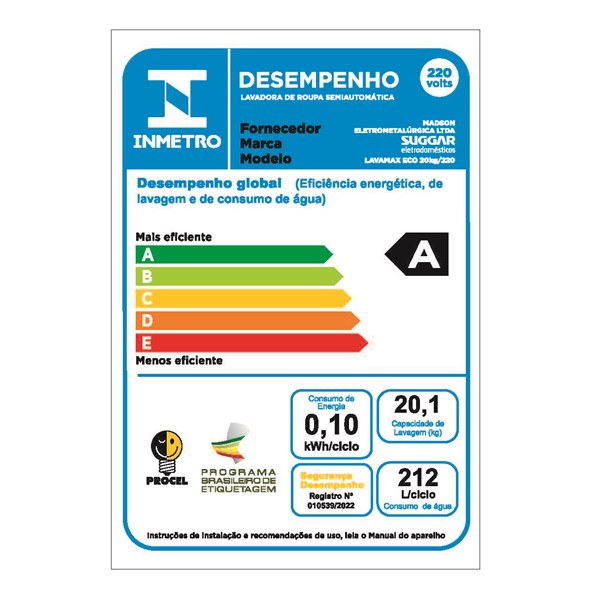 Tanquinho de Lavar Roupas Suggar Semiautomático 20kg 220v LE2002 - Preto, Preto, large image number 5