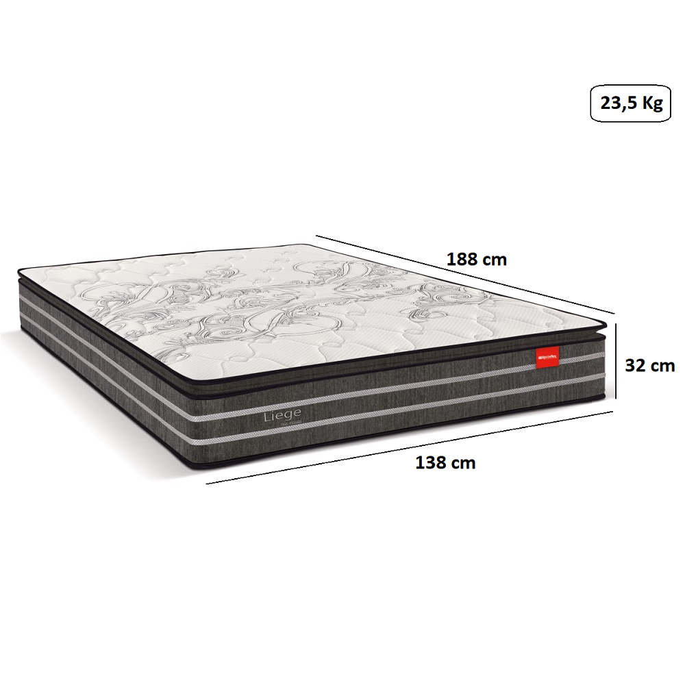 Colch&atilde;o Casal Espuma D-26 Molas Ensacadas Liege 138x188x32 cm Reconflex, , large image number 2