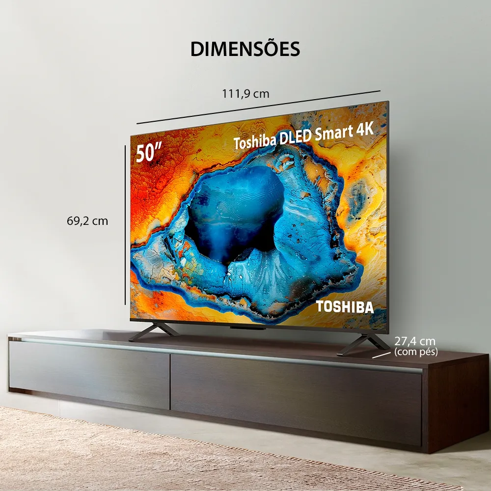Smart TV 50 Polegadas Toshiba DLED 4K Wi-Fi VIDAA 3 HDMI 2 USB 50C350NS TB029M, , large image number 8