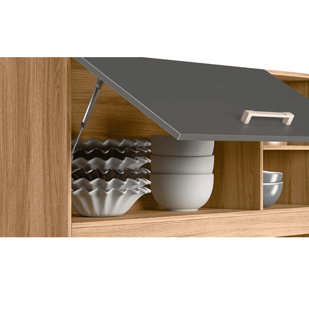 Arm&aacute;rio de Cozinha 160 cm 7 Portas 1 Gaveta Freij&oacute;/Chumbo/Ripado Nicioli Yara, , large image number 4