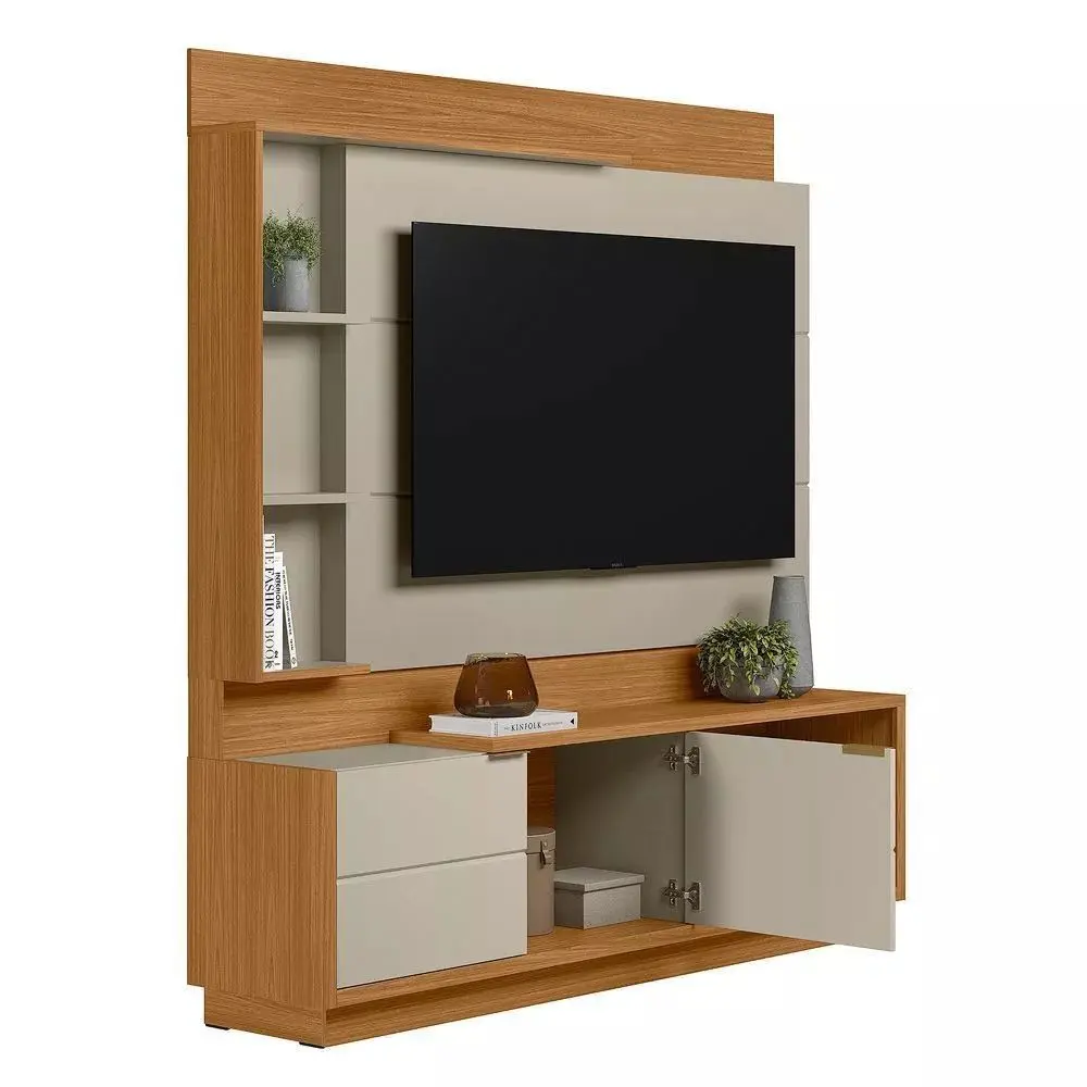 Estante Home Para TV até 60 Polegadas 2 Portas Nature/Off White Linea Atlanta, , large image number 1
