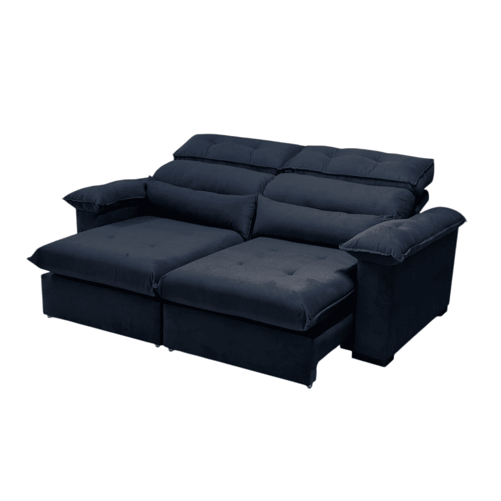 Sof&aacute; 2 Lugares 2 Assentos Retr&aacute;til e Reclin&aacute;vel Tecido Camu&ccedil;a Cinza 235 cm JA Floyd