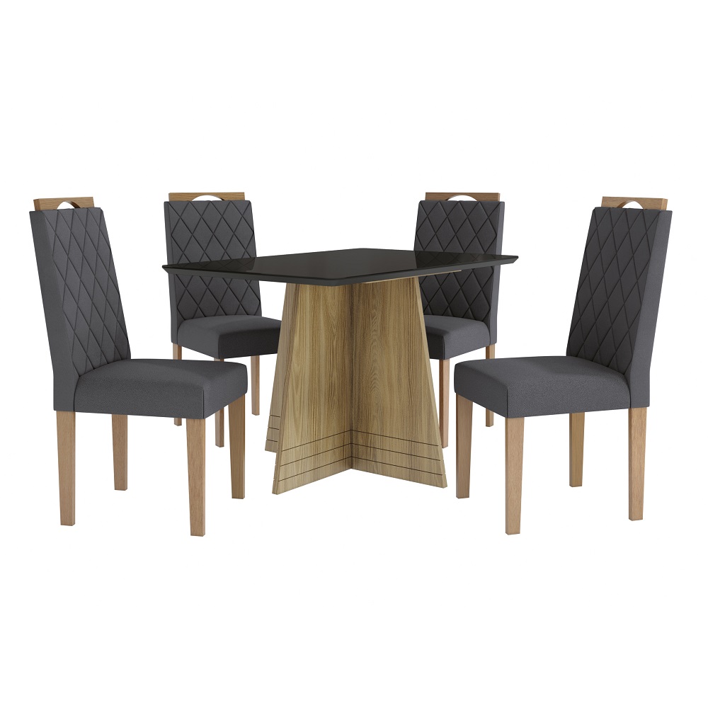 Conjunto de Mesa de Sala de Jantar 4 Cadeiras Retangular 120x80 Kappesberg BA25N 1507EA, , large image number 0