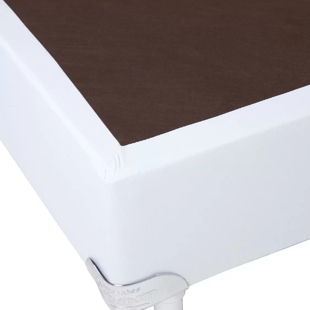 Base Cama Box Casal Sommier Corino Branco 188x138x30 cm Ortobom, Branco, large image number 3