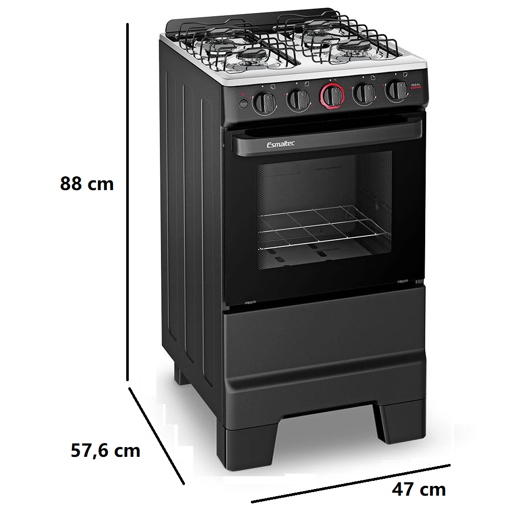 Fogão 4 bocas Esmaltec Mesa de Inox Acendimento Automático Preto Ideal Super F4IAP 4121, , large image number 6
