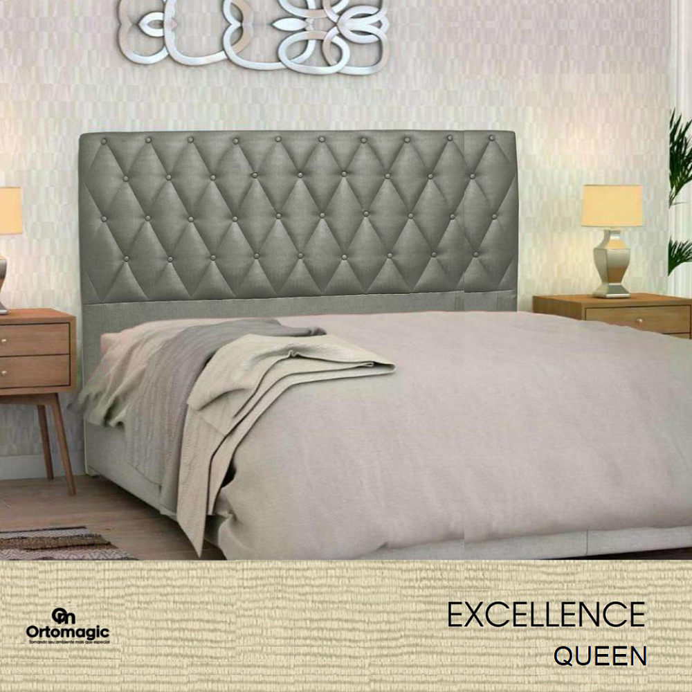 Cabeceira Queen Estofada 160 cm Veludo Champanhe Ortomagic Excellence