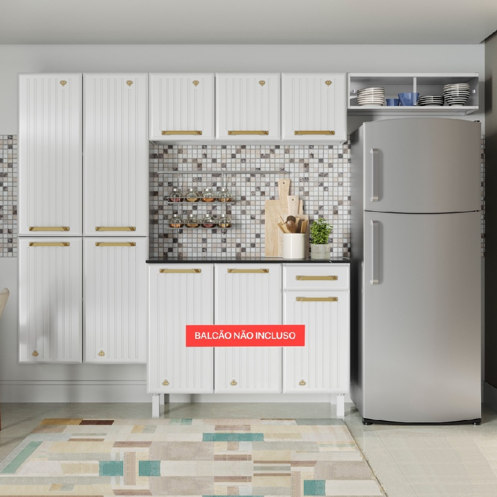 Cozinha Completa de Aço 7 Portas Branco Telasul Diamante New
