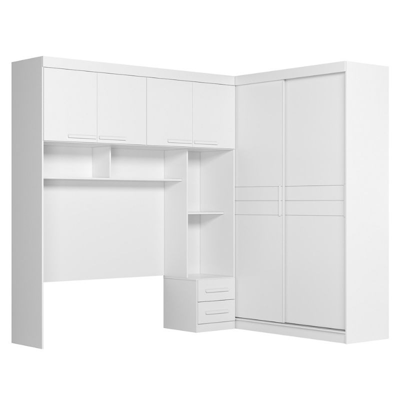 Guarda-Roupa Casal Modulado 6 Portas 5 Gavetas Branco Florença Moval