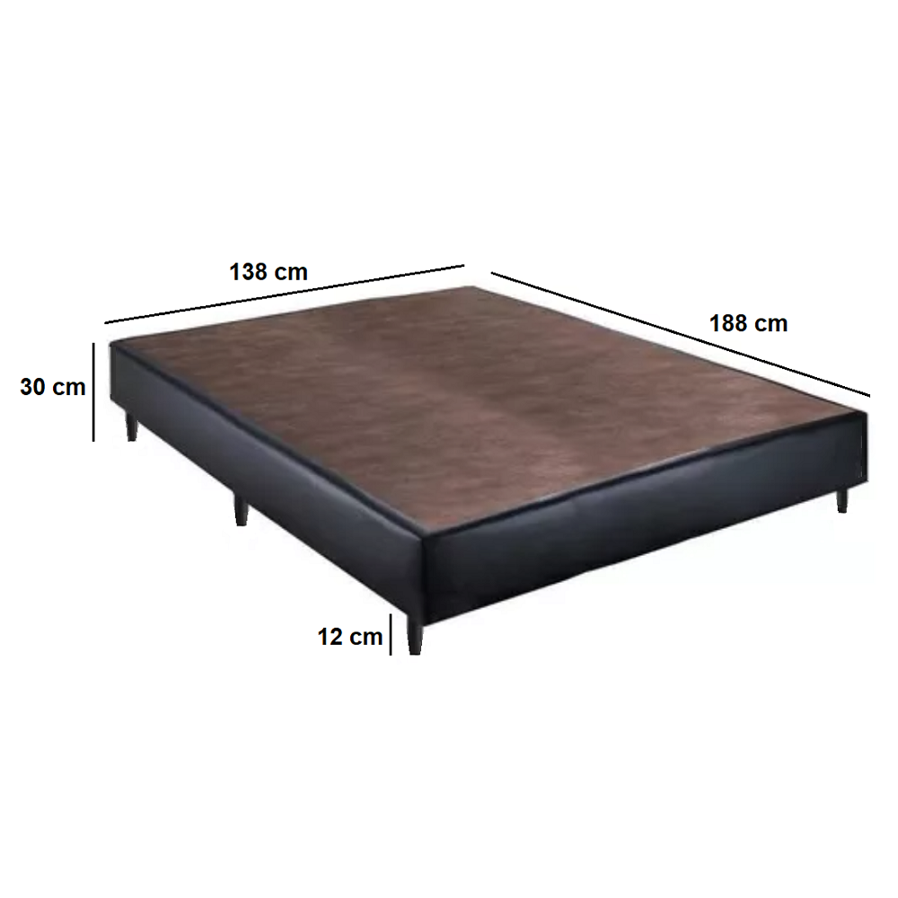 Base Cama Box Casal Sommier Corino Preto 188x138x30 cm Ortobom, , large image number 1