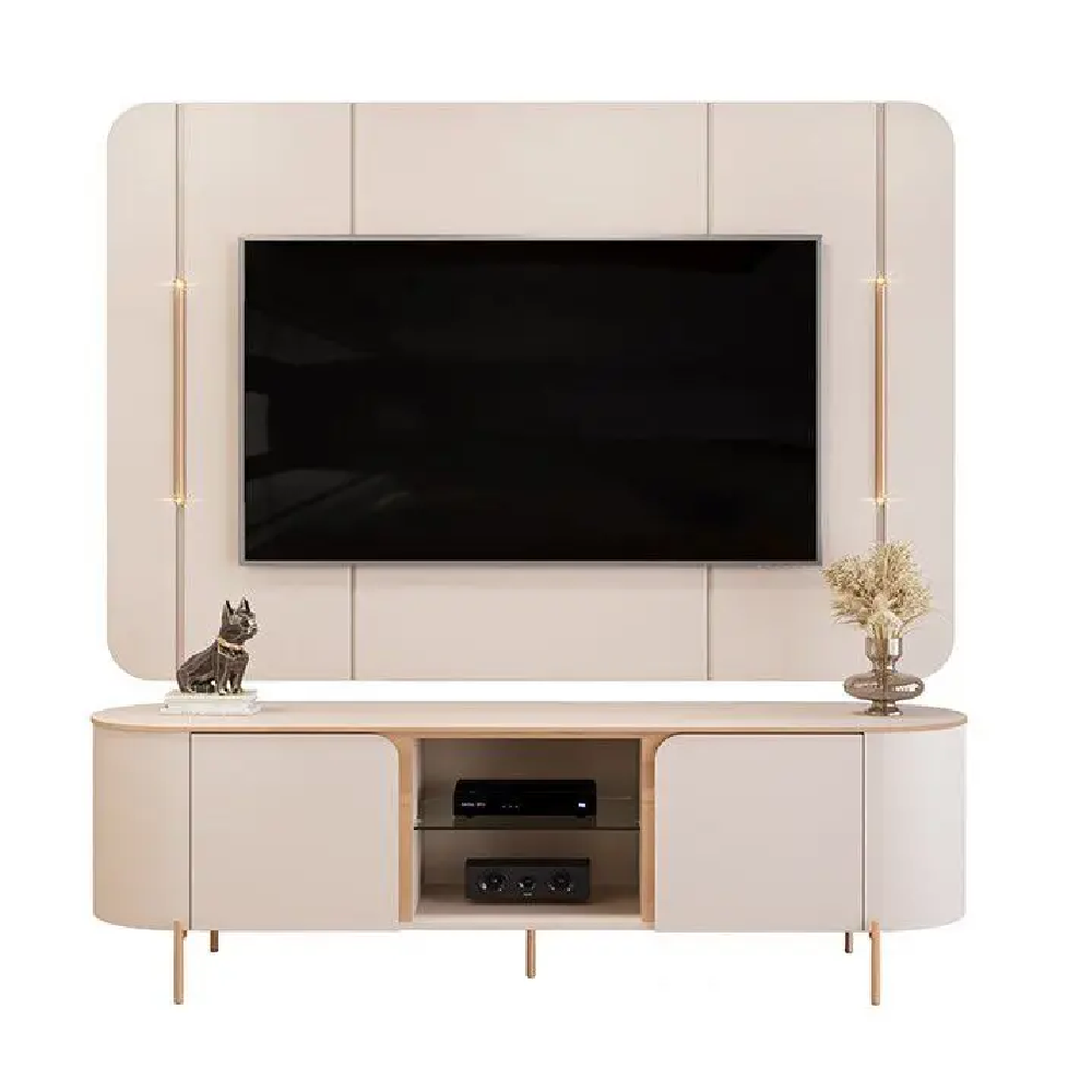 Rack Com Painel Para TV Até 65 Polegadas Off White / Off White Dj Móveis Adele