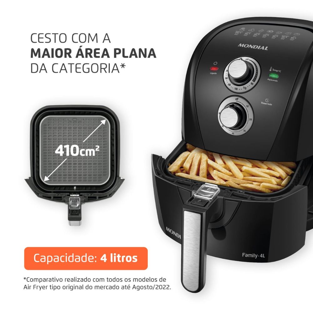 Fritadeira Elétrica Air Fryer Mondial Sem Óleo 4L 220V  AFN-40 BFS, , large image number 1