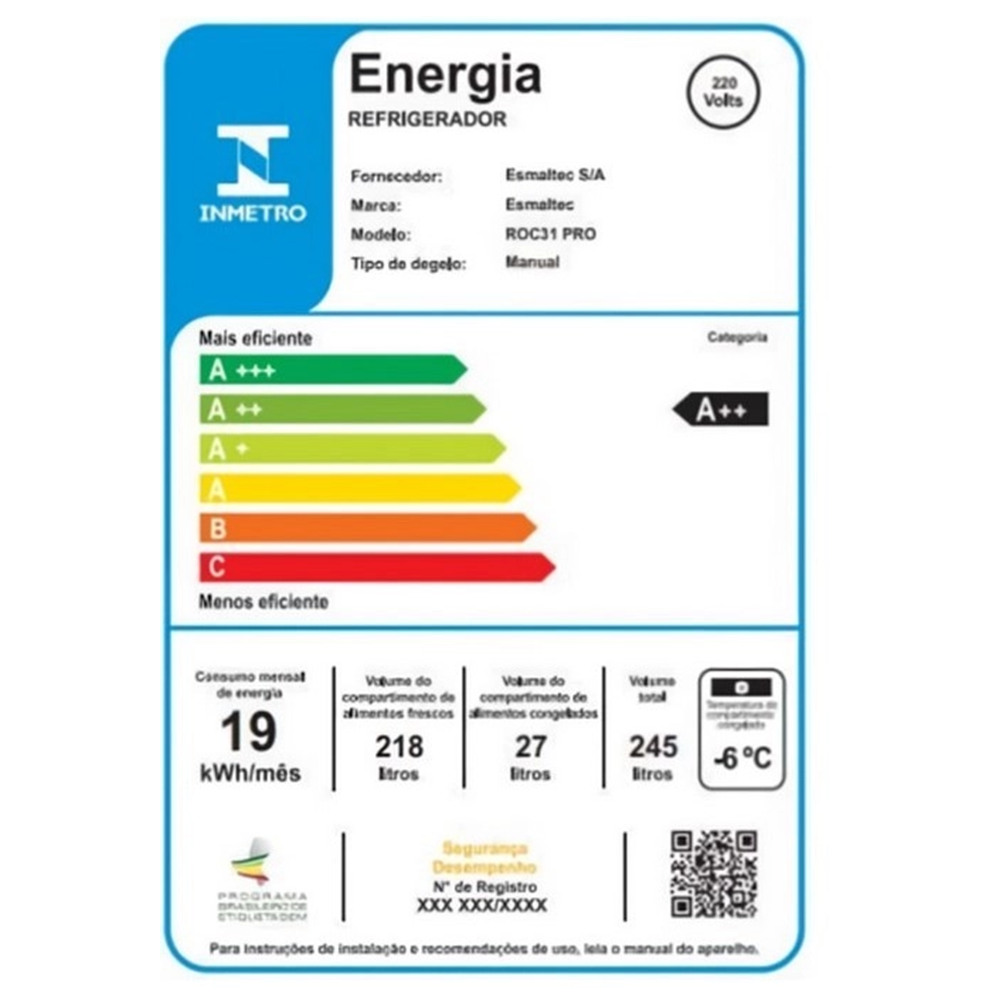 Geladeira Esmaltec ROC31 PRO Inverter 245L 1 Porta 220V Branco, , large image number 5