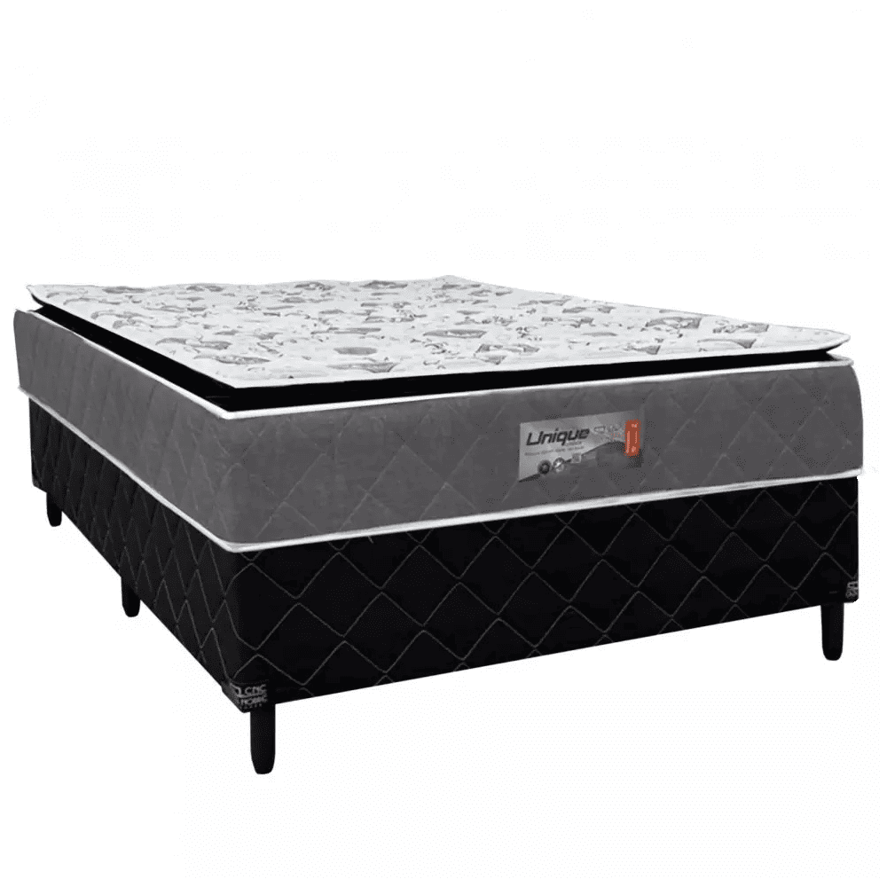 Cama Box Conjugada Casal Espuma D28 Unique Pillow Confort 188x138x69 cm Caza Nobre