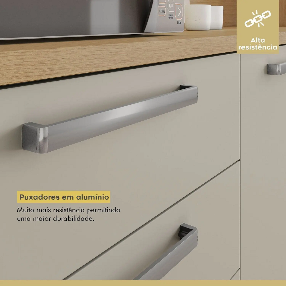 Kit Cozinha Nesher Nobreza 7 Portas 2 Gavetas 210 cm Carvalho/Greige 100% MDF, , large image number 3