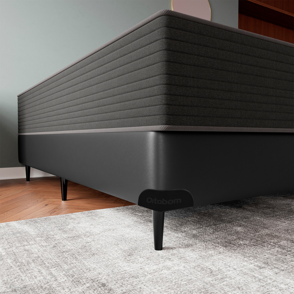 Base Cama Box Casal Sommier Corino Preto 188x138x30 cm Ortobom, , large image number 6