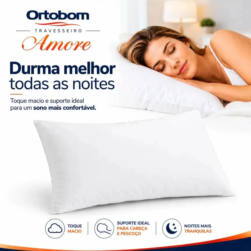 Travesseiro Ortobom Amore 70x50 Branco, , large image number 1