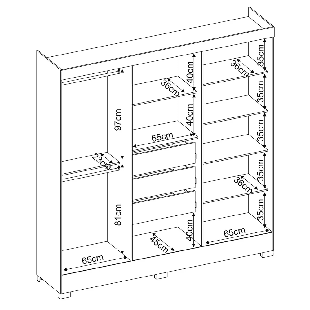 Guarda-Roupa Casal com Espelho 6 Portas 3 Gavetas Amendoa/Off White Dem&oacute;bile Pr&aacute;tico, , large image number 8