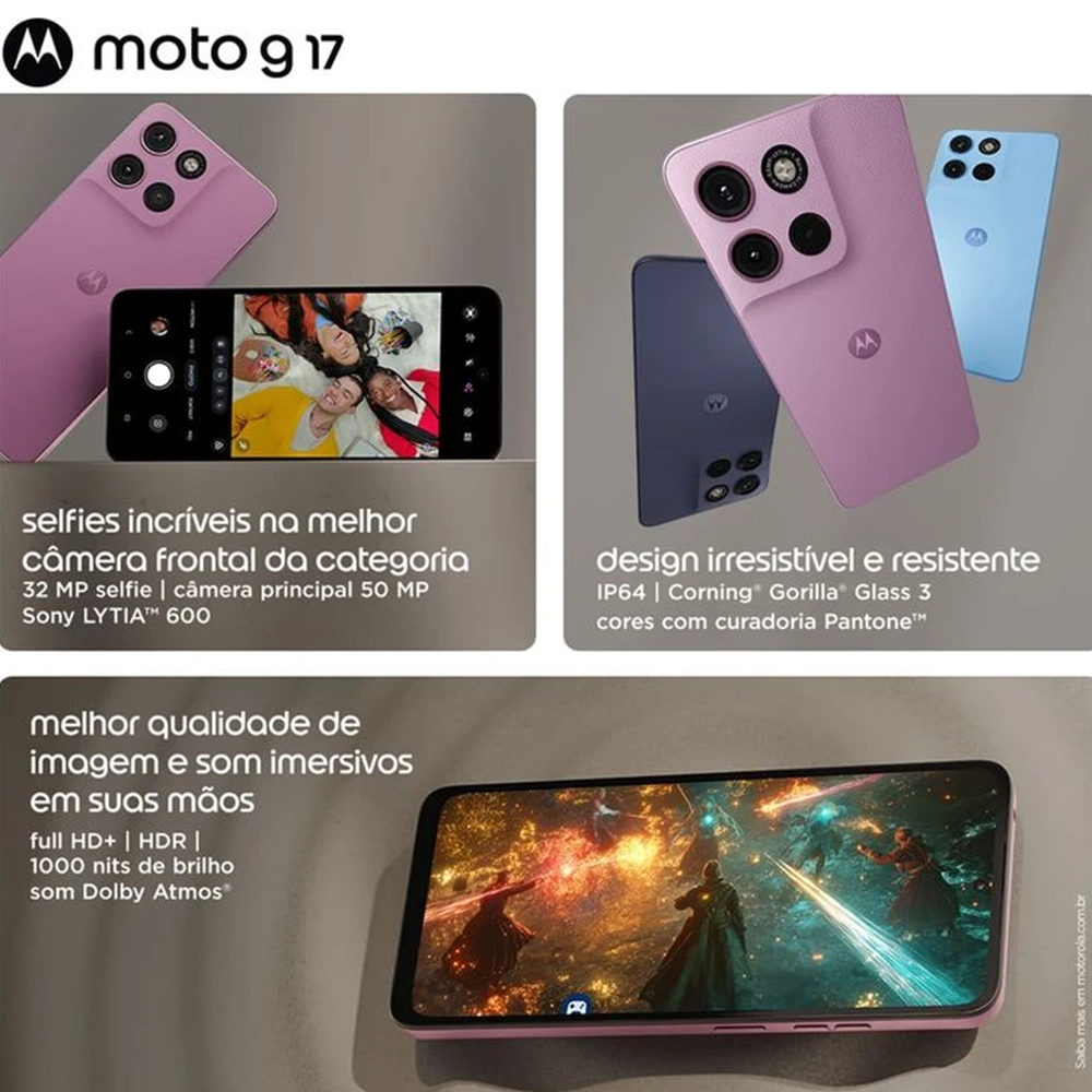 Smartphone Motorola Moto G17 Rosa 128GB 4GB RAM+8GB RAM Booster Tela 6,7" C&acirc;mera 50MP+Selfie 32MP, , large image number 4