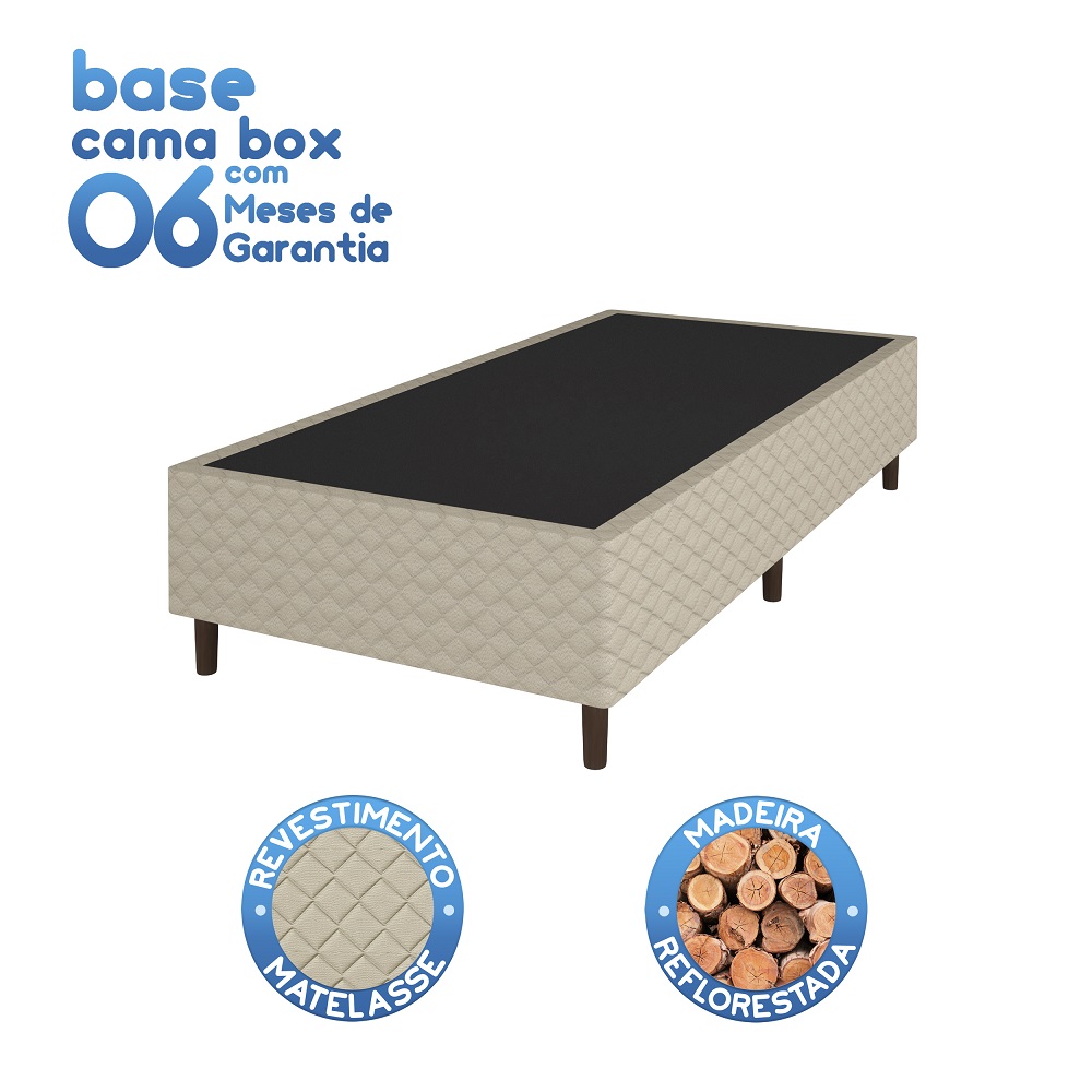 Base Box Solteiro New Vigo Bege 88x188x30 cm Umaflex
