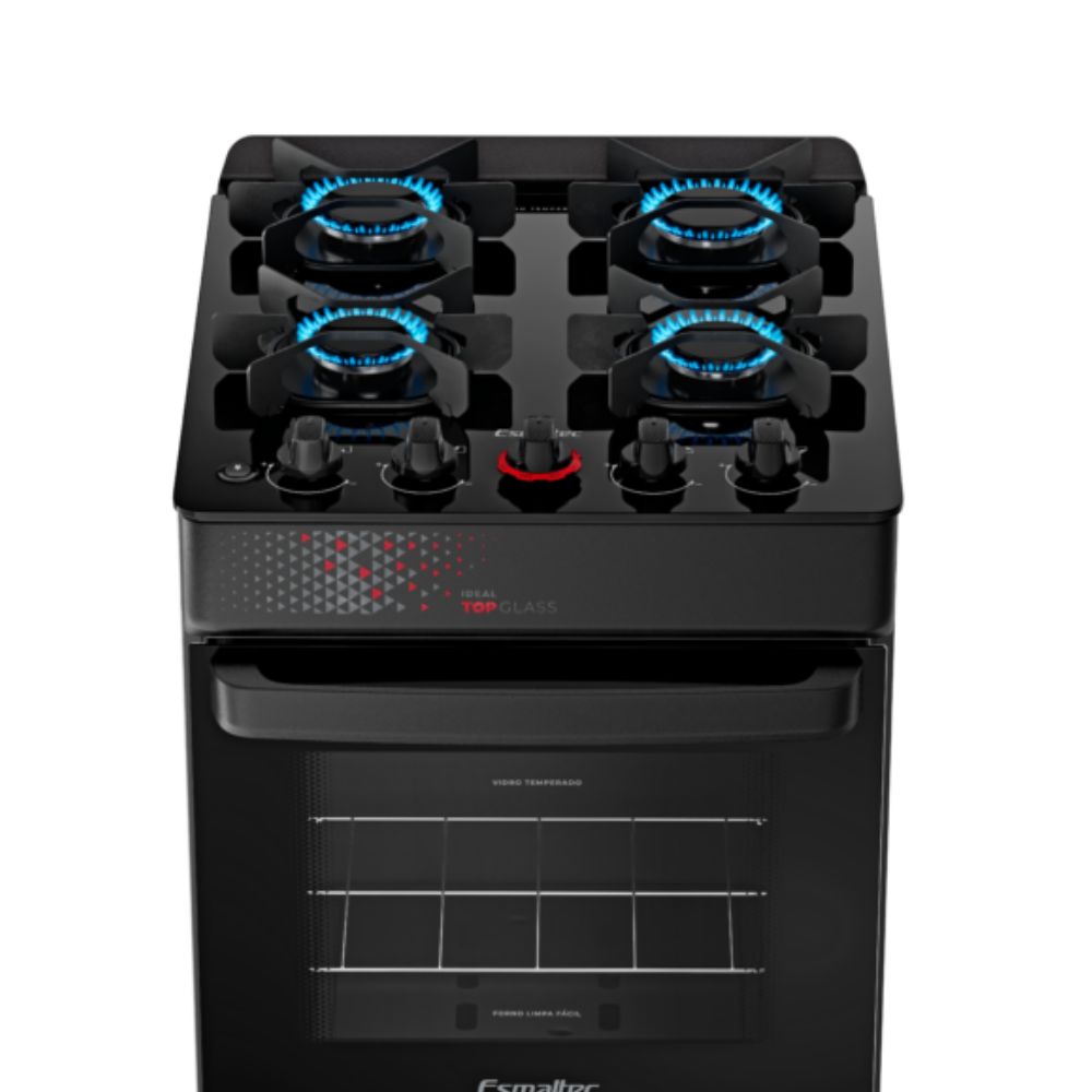 Fogão 4 Bocas Esmaltec Mesa de Vidro Preto Ideal Top Glass T4VAP 4126, , large image number