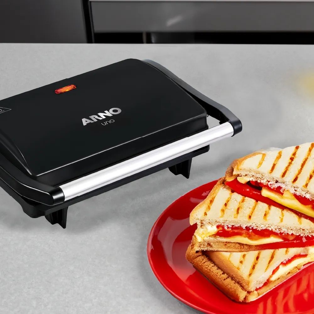 Sanduicheira Grill Arno Compact 220V Antiaderente Preta 850W GPTO, , large image number 6