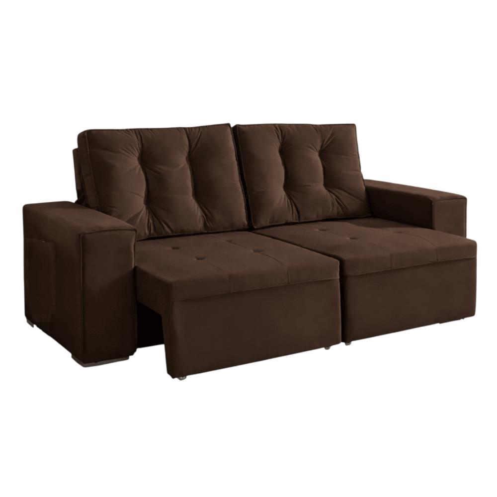 Sof&aacute; Retr&aacute;til e Reclin&aacute;vel 3 Lugares 210cm Marrom JW New York