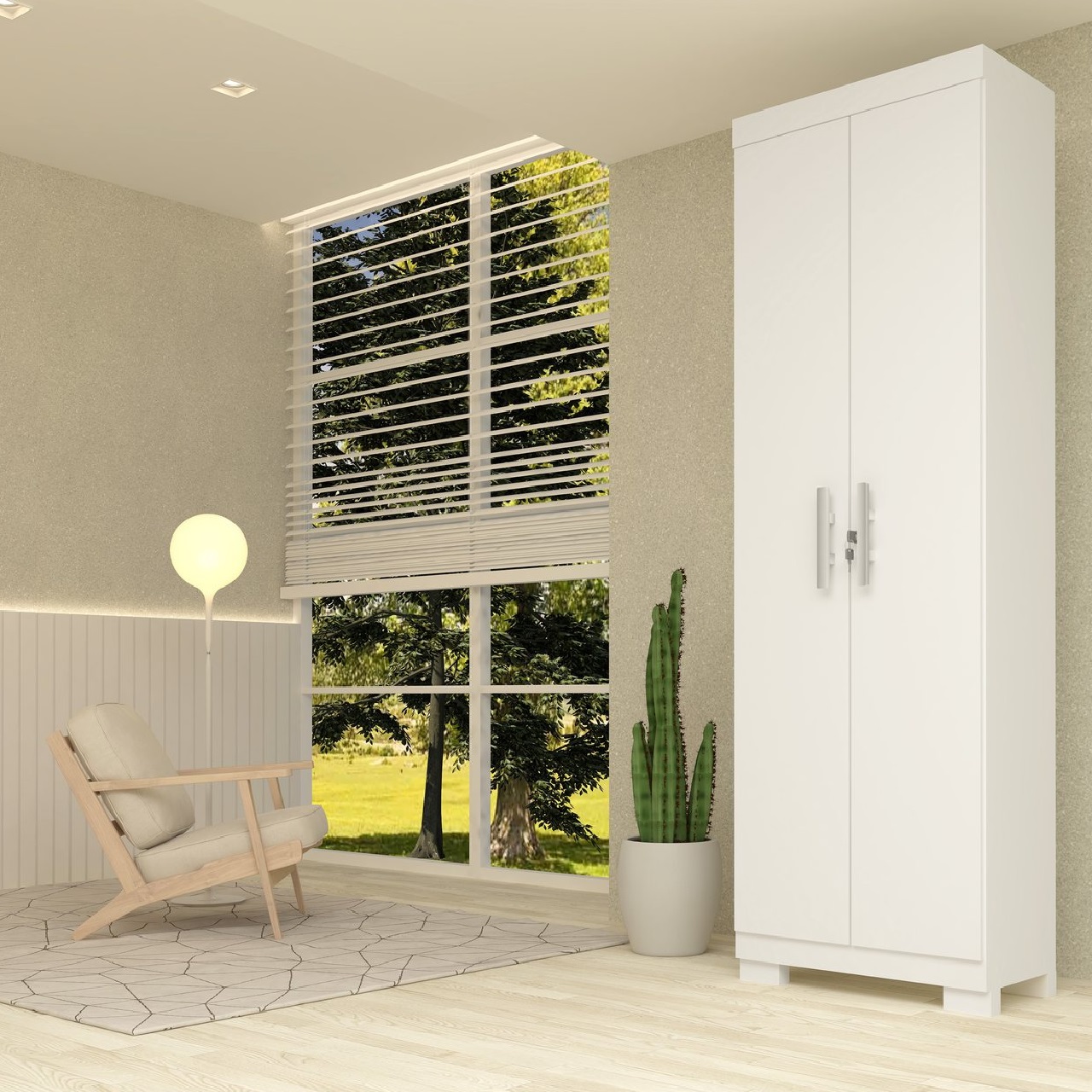 Armário Multiuso Iris ACP com 2 Portas e 5 Prateleiras c/ Pés