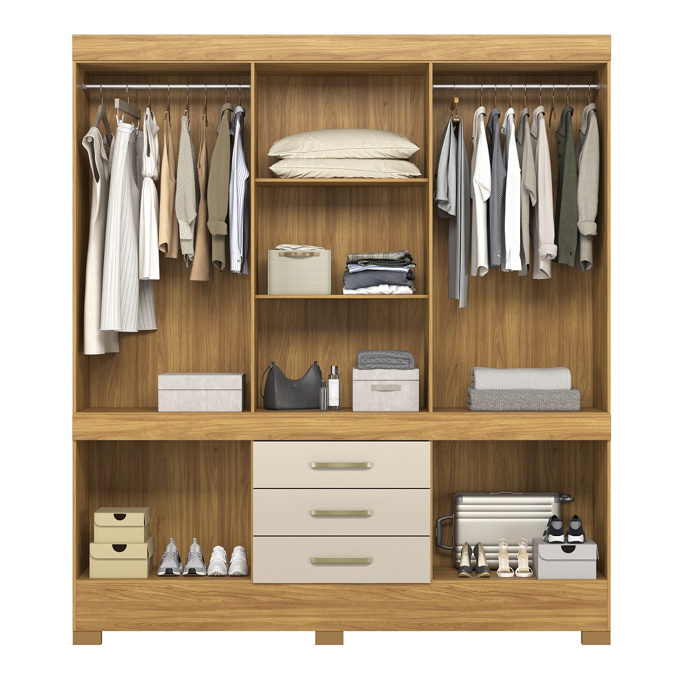 Guarda-Roupa Casal 10 Portas 3 Gavetas Dem&oacute;bile Cinamomo/Off White New Murano, , large image number 2