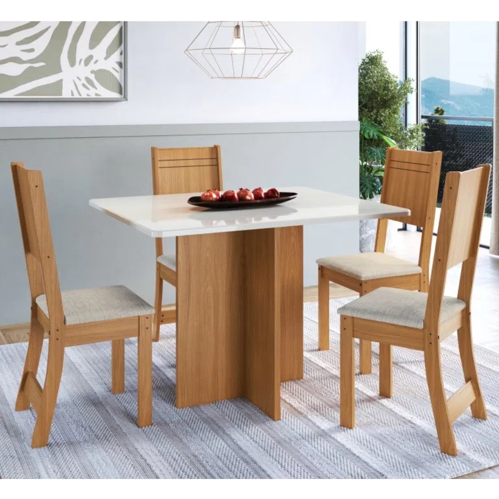 Conjunto de Mesa Monaco com 4 Cadeiras Evora Indekes , , large image number 1