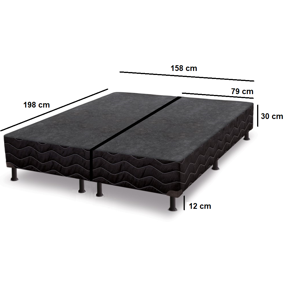 Base Cama Box Queen Somier Universal Black 158x198x42 cm Reconflex, , large image number 1