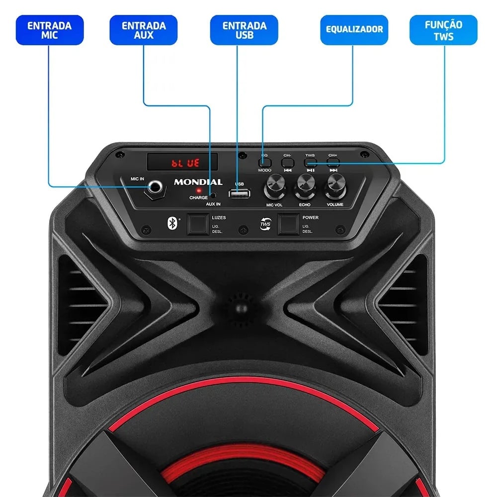 Caixa de Som Amplificada Mondial Bluetooth USB R&aacute;dio FM 300W Bivolt CM300-N, , large image number 4
