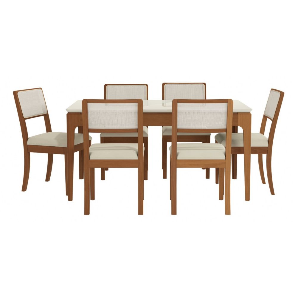 Mesa de Jantar 6 Lugares Retangular 160cm Kappesberg Premium Tampo de Vidro Off White CSJ022CA, , large image number 2