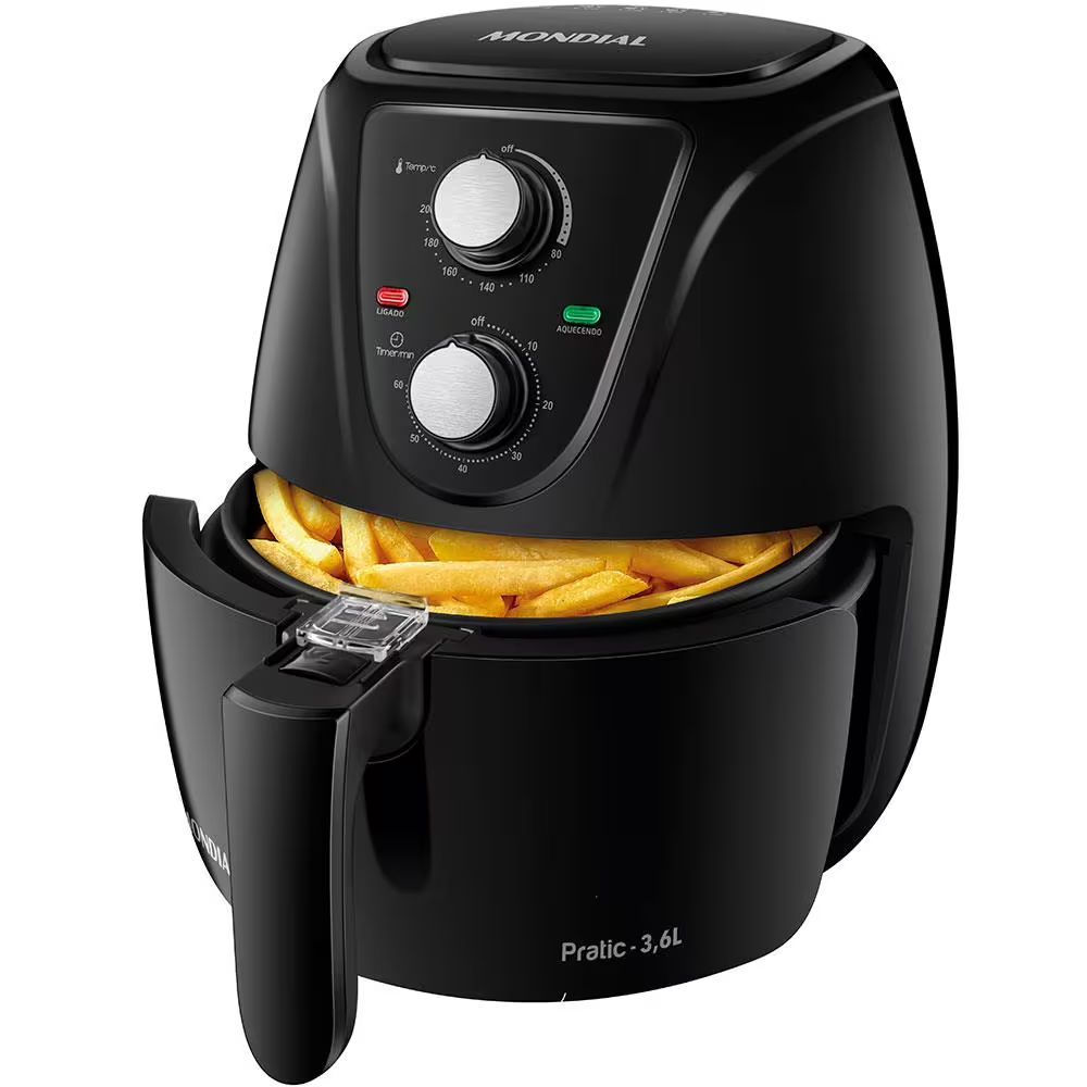 Fritadeira Elétrica Air Fryer Mondial Sem Óleo 3,6 Litros Preta 220V AF-36-FB