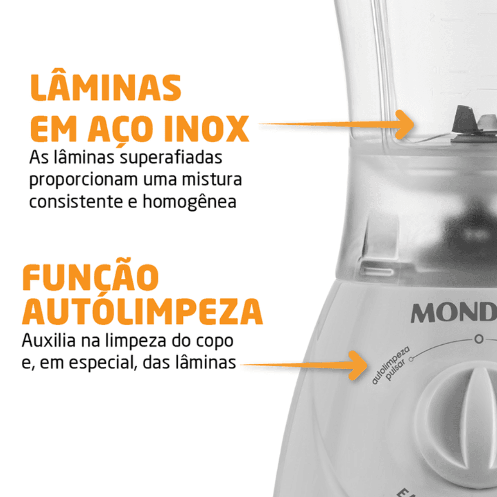 Liquidificador Mondial Branco 1,9 Litros 550W 220V Easy Power L550W, , large image number 3