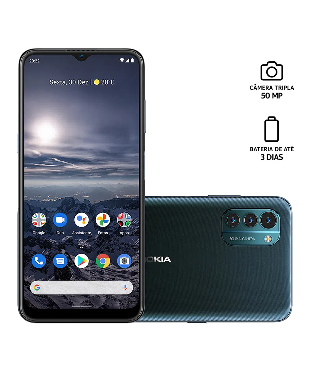 Smartphone Nokia C21 Azul 128GB Câmera Dupla 2 Chips