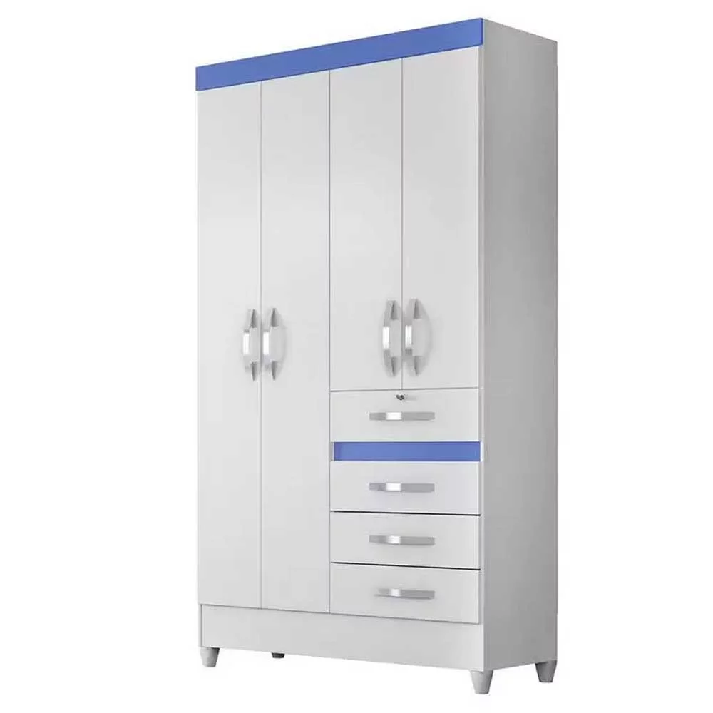 Guarda Roupa Moval Sobral Cores Flex 4 Portas 4 Gavetas, Branco, large image number 4