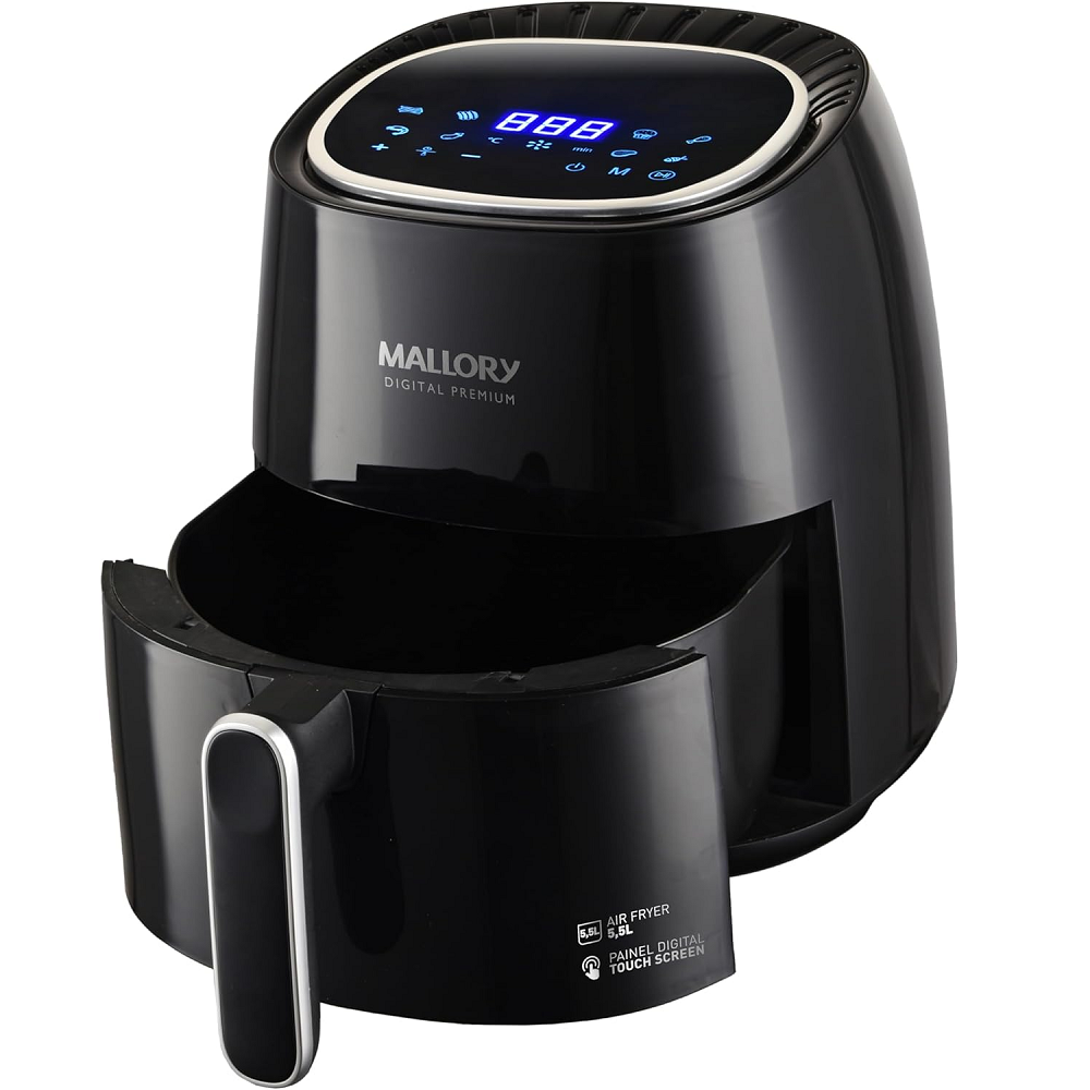 Fritadeira Elétrica Air Fryer Mallory Sem Óleo 5,5 Litros Preta Digital Premium, , large image number 1