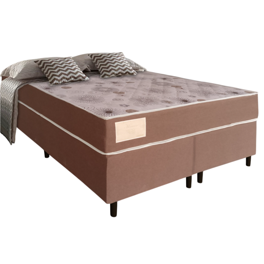 Cama Box Queen com Base e Colchão D-26 e Molas Ensacadas Heros 158x198x66cm Caza Nobre