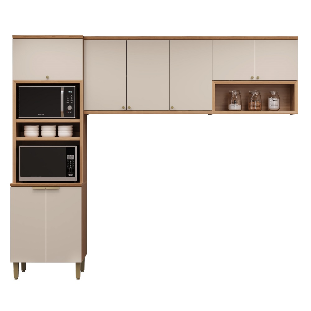 Cozinha Completa 8 Portas Jequitibá/Off White Línea Selene 3.3 - 100% MDF