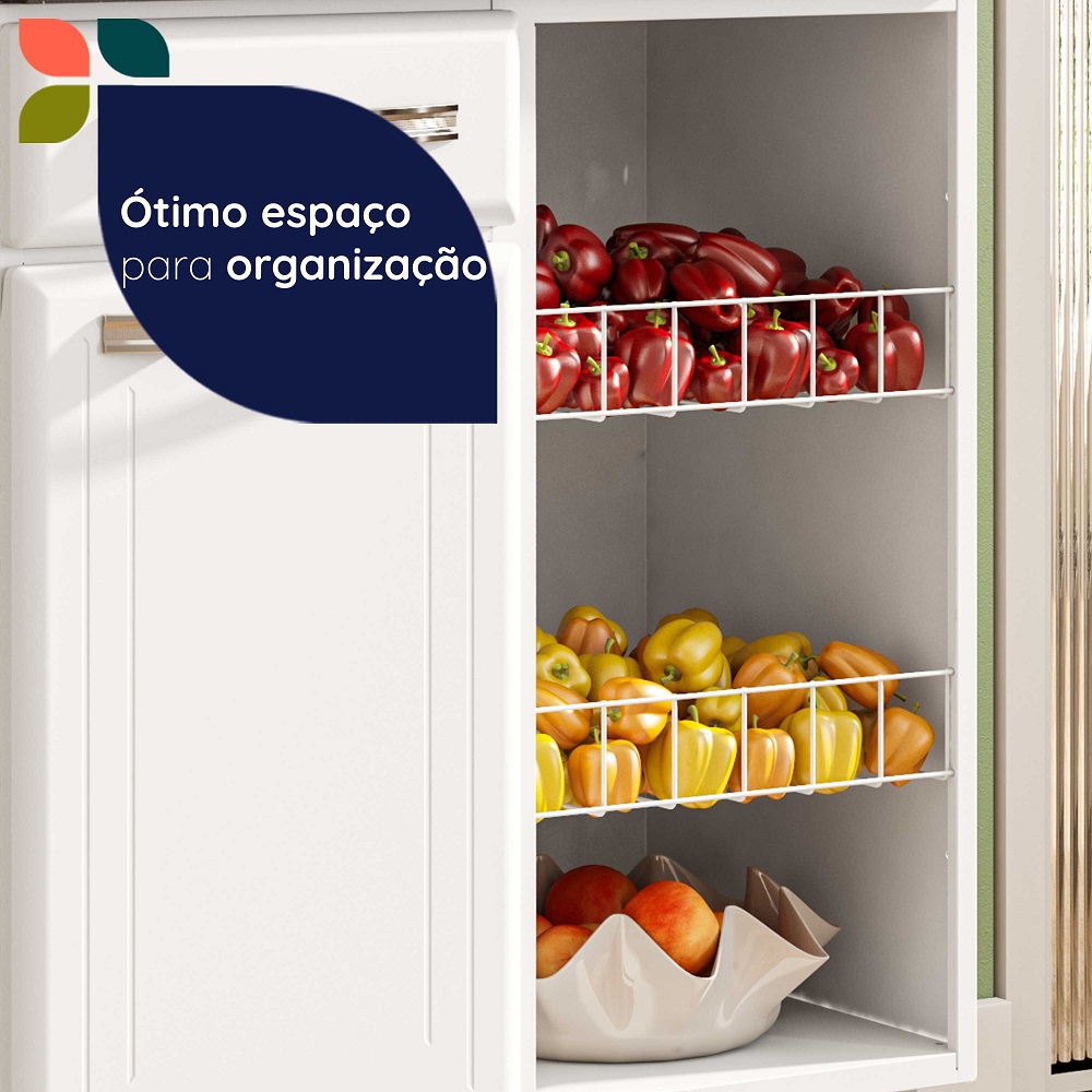 Fruteira de Chão para Cozinha 1 Porta 1 Gaveta Esmeralda Telasul Branco, , large image number 3