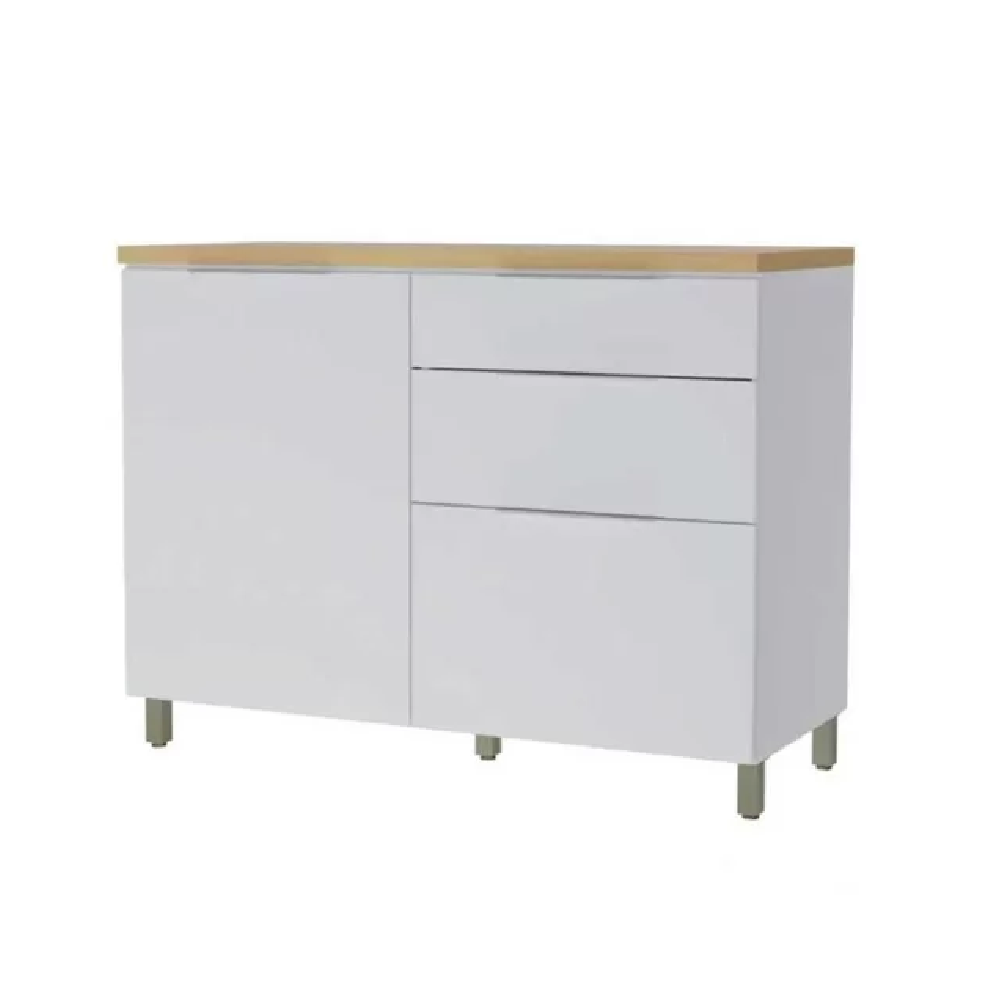 Balcão de Cozinha com Tampo 1 Portas 3 Gavetas Nature/Branco Nesher Marquesa - 100% MDF, , large image number 0