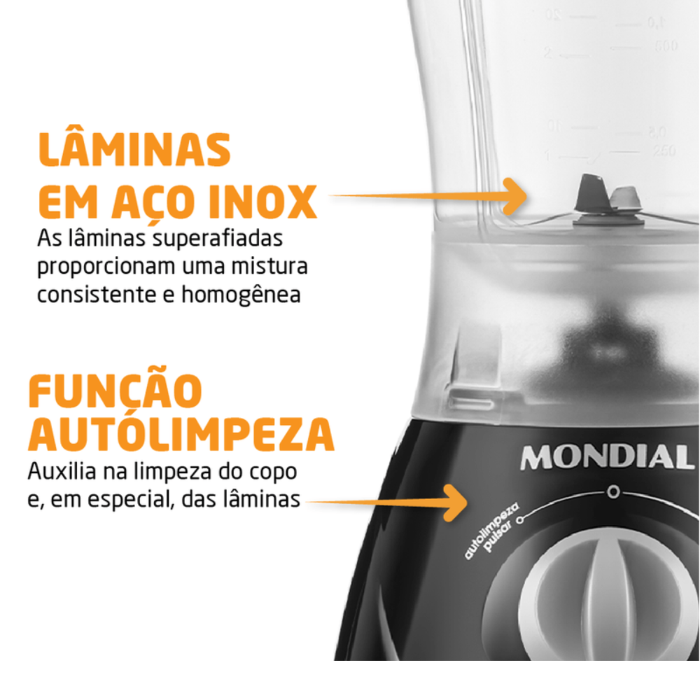 Liquidificador Mondial Preto 1,9 Litros 550W 220V Easy Power L550W, , large image number 3