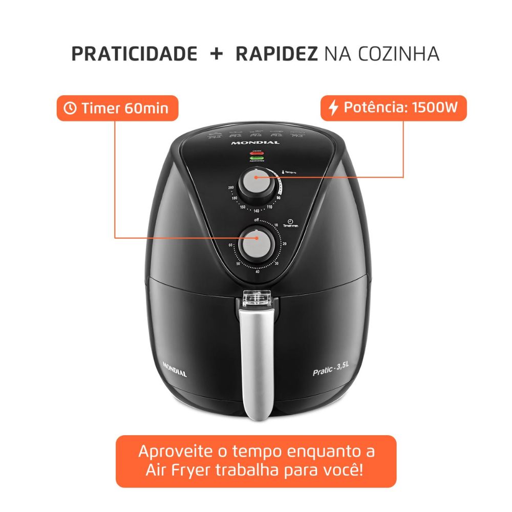 Fritadeira Elétrica Air Fryer Mondial Sem Óleo 3,5 Litros 220V AF31, , large image number 6